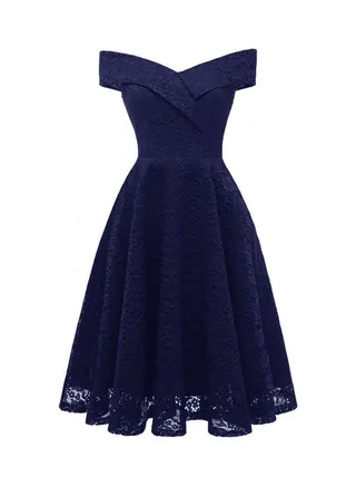 Lace Detail Dress Dark Blue 