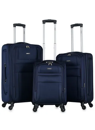 Set of 3 Light Weight Polyester Trolley Luggage With Number Lock 20,24,28 Inches 