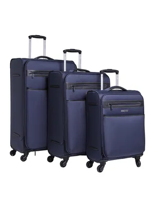Diamond Softside 3 Piece Luggage Trolley Set Navy 