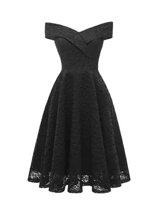 Lace Detail Dress Black 