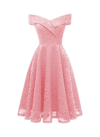 Lace Detail Dress Pink 