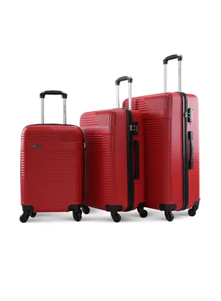 Neto 3 Piece ABS Hardside Spinner Luggage Trolley Set 20/24/28 Inch Red 