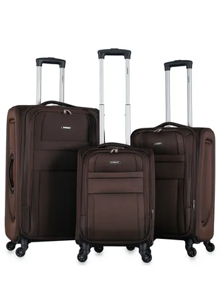 Set of 3 Light Weight Polyester Trolley Luggage With Number Lock 20,24,28 Inches 