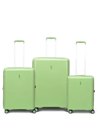 Echolac Forza 55+65+75cm Hardcase 4 Double Wheel Expandable Cabin & Check-In Luggage Trolley Set Reef Green 
