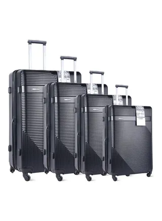 4-Piece Hardside Trolley Luggage Set Black 