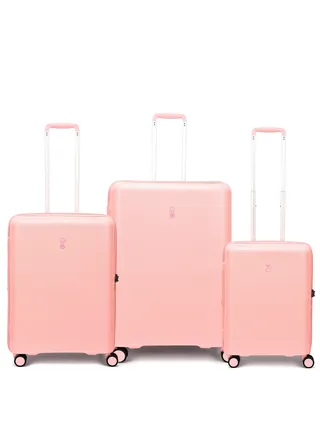 Echolac Forza 55+65+75cm Hardcase 4 Double Wheel Expandable Cabin & Check-In Luggage Trolley Set Passion Pink 