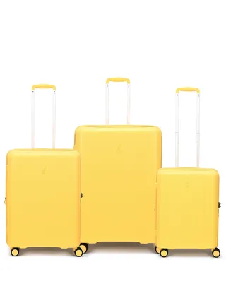 Echolac Forza 55+65+75cm Hardcase 4 Double Wheel Expandable Cabin & Check-In Luggage Trolley Set Mango Yellow 