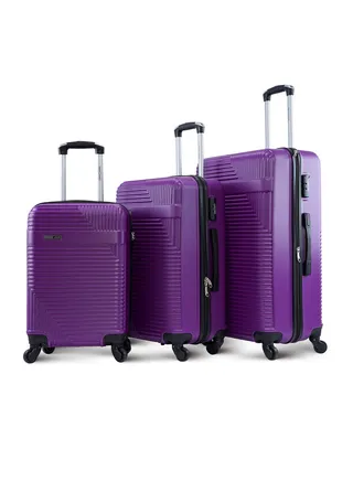 Neto 3 Piece ABS Hardside Spinner Luggage Trolley Set 20/24/28 Inch Purple 