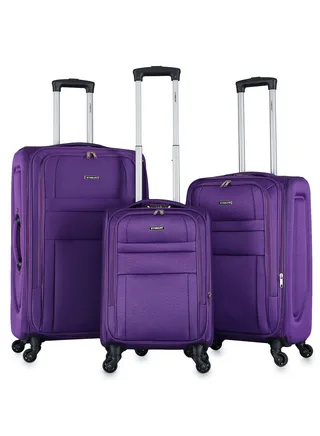 Set of 3 Light Weight Polyester Trolley Luggage With Number Lock 20,24,28 Inches 