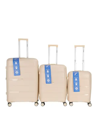 Trolley Luggage 3 Pieces Set PP Hard Side Bag 360 Degree Spinner Wheels Trolley Luggage Set with TSA Lock 