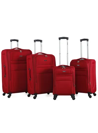 Set of 4 Light Weight Polyester Fabric Trolley Luggage With Number Lock 20,24,28,32 Inches 