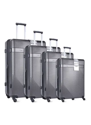 4-Piece Hardside Luggage Trolley Set Grey 