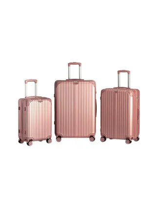 3-Piece Gravel Hardside Expandable Luggage With Spinner Wheels Rose Gold 