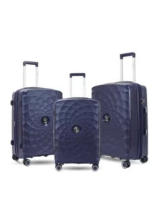 Paris Set of 3 Suitcase Luggage Trolley Bag Navy with Durable and Lightweight PP Hard-shell, 3 Level Telescopic Handle, 4 Quiet 360° Wheels and TSA Lock 