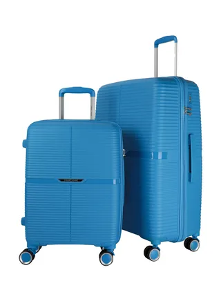 Buzz 2 Piece Polypropylene Hardside Spinner Luggage Trolley Set 20/28 Inch Blue 