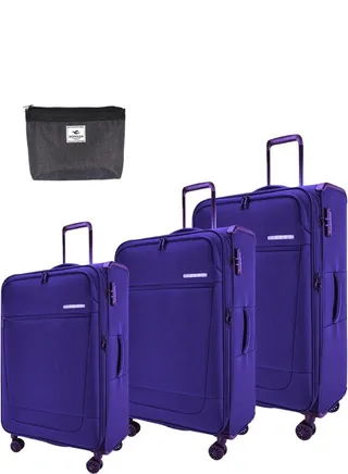 Toledo 3 Pieces Luggage Sets, Softside Expandable Spinner Wheel Suitcase 