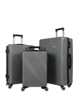 Miazib 3-Piece Hard Shell Luggage Set - Ultra Durable, Lightweight, Stylish Grey Suitcases with TSA Lock, 360° Spinner Wheels, and Expandable Design for Versatile Travel Needs 