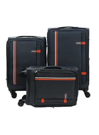 GIORDANO Jodo Series Luggage Set Grey, 3 Piece Soft Nylon Lightweight Durable Expandable 4 Wheels Suitcase Trolley Bag With Secure TSA Combination Lock.(20/24/28 INCH) 