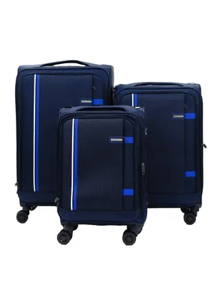 GIORDANO Jodo Series Luggage Set Navy Blue, 3 Piece Soft Nylon Lightweight Durable Expandable 4 Wheels Suitcase Trolley Bag With Secure TSA Combination Lock.(20/24/28 INCH) 