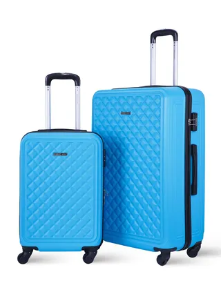 Retro ABS Hardside Spinner Luggage Trolley Set Blue 
