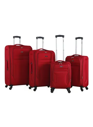 Set of 4 Light Weight Polyester Fabric Trolley Luggage With Number Lock 20,24,28,32 Inches 