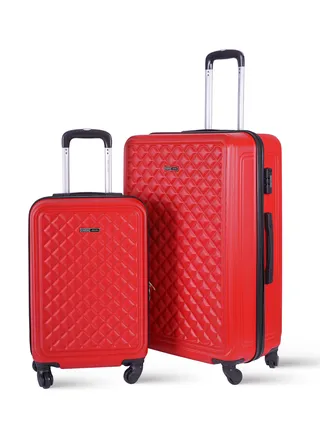 Retro ABS Hardside Spinner Luggage Trolley Set Red 