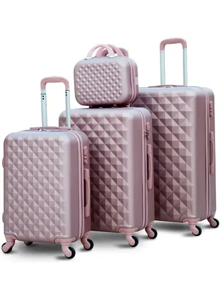 4 Piece Trolley Travel Luggage Bag Set With TSA Lock 12/20/24/28 Inch Rose Gold  Colour 