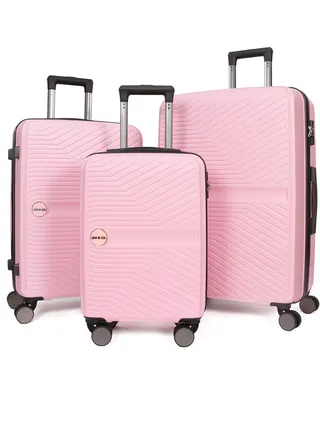 Elegant Pink 3-Piece Suitcase Set with Built-in TSA Lock, Reinforced Grip Handles, Retractable Handle, High-Quality ABS Material, and 360 Spinner Wheels - Sizes 20", 24", 28" 