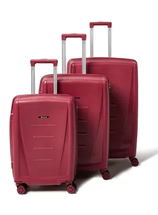 3 Piece Hardside Luggage Travel Trolley Bag Set Red 
