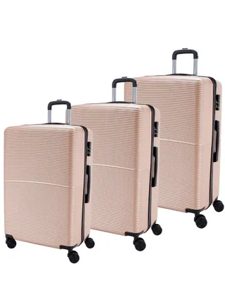 Luggage Set of 3 ABS Hardside With 4 Wheels And Anti Theft Lock 
