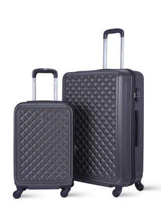 Retro ABS Hardside Spinner Luggage Trolley Set Grey 