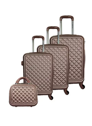 3-Piece Luggage Trolley Set With Briefcase Champagne Gold 