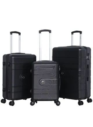 3 Piece ABS Hard side Trolley Luggage Set Spinner Wheels with Number Lock 