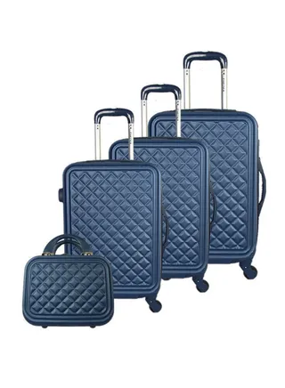 3-Piece Luggage Trolley Set With Briefcase Blue 