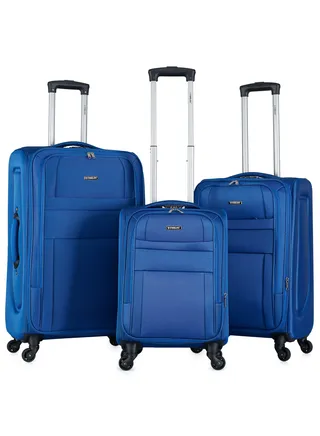 Set of 3 Light Weight Polyester Trolley Luggage With Number Lock 20,24,28 Inches 