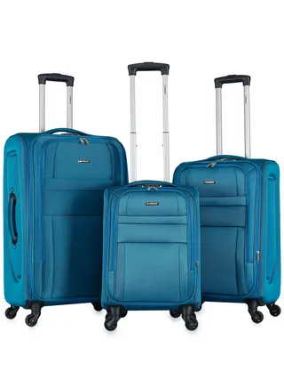 Set of 3 Light Weight Polyester Trolley Luggage With Number Lock 20,24,28 Inches 