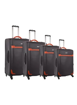 Softside 4-Piece Travel Suitcase Luggage Set Brown 