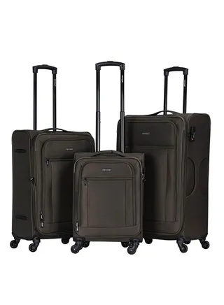 3 Piece Softside 4 Spinner Wheels Trolley Luggage Set With Number Lock 20,24,28 Inches 