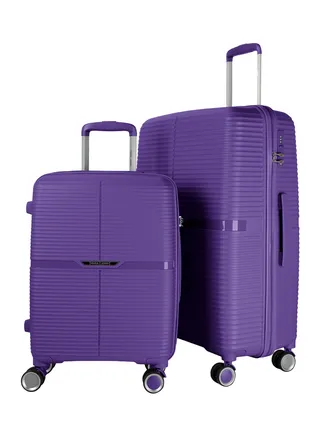 Buzz 2 Piece Polypropylene Hardside Spinner Luggage Trolley Set 20/28 Inch Purple 