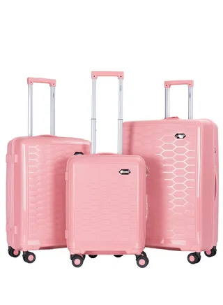 Trolley Luggage 3 Pieces Set PP Hard Side Bag 360 Degree Spinner Wheels Trolley Luggage Set with TSA Lock 