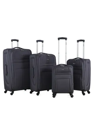 Set of 4 Light Weight Polyester Fabric Trolley Luggage With Number Lock 20,24,28,32 Inches 