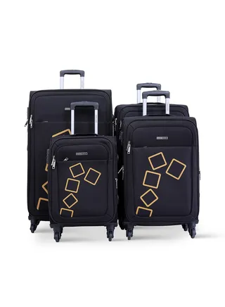 4-Piece Polyester Trolley Set Black 