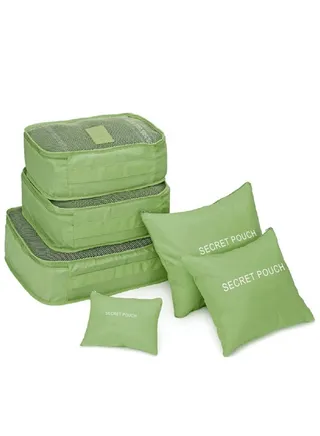 6 Pcs Travel Luggage Bags Set Home Storage Case Set Multi-functional Clothing Sorting Packages Travelling Packing Organizor Organizer Pouches Green 