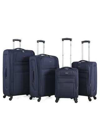 Set of 4 Light Weight Polyester Fabric Trolley Luggage With Number Lock 20,24,28,32 Inches 