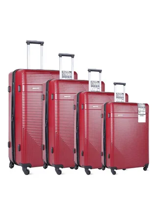 4-Piece Hardside Luggage Trolley Set Red 