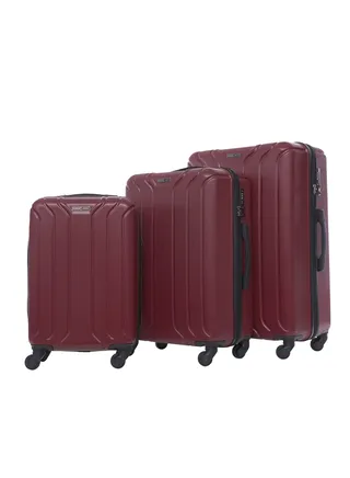 3-Piece Hard Side ABS Luggage Trolley Set 20/24/28 Inch Burgundy 