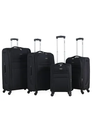 Set of 4 Light Weight Polyester Fabric Trolley Luggage With Number Lock 20,24,28,32 Inches 
