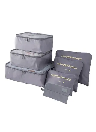 7 PCS Travel Storage Bag, Luggage Storage Bag, Sorting Storage Bag, Shoe Bag, Large, Medium And Small Size Storage Bag Gray 