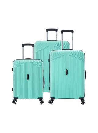 Marc 3 Piece Polypropelene Hardside Spinner Luggage Trolley Set 20/24/28 Inch Mint Green 