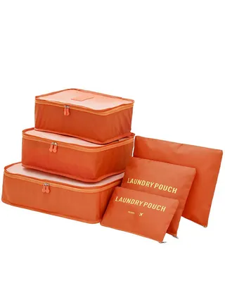 6 Pcs Travel Luggage Bags Set Home Storage Case Set Multi-functional Clothing Sorting Packages Travelling Packing Organizor  Pouches orange 